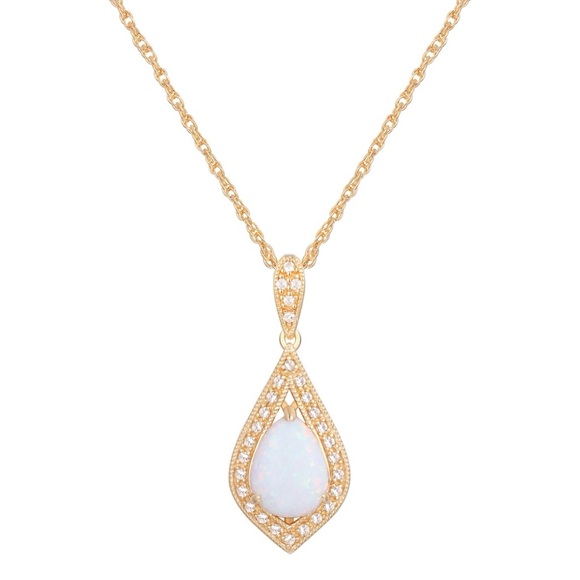 14k Gold-Over-Sterling Silver Pendant Necklace w Created Opal & Sapphires
